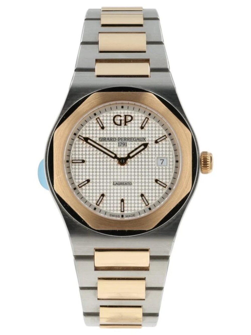 Girard Perregaux Laureato White Dial Rose Gold and Steel 34mm Quartz Watch
